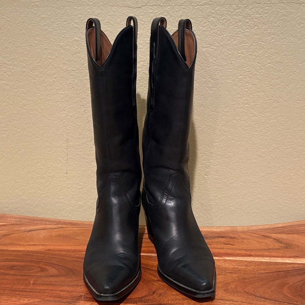 Jeffrey Campbell Floured Black Leather Cowboy Boots - Picture 3 of 5